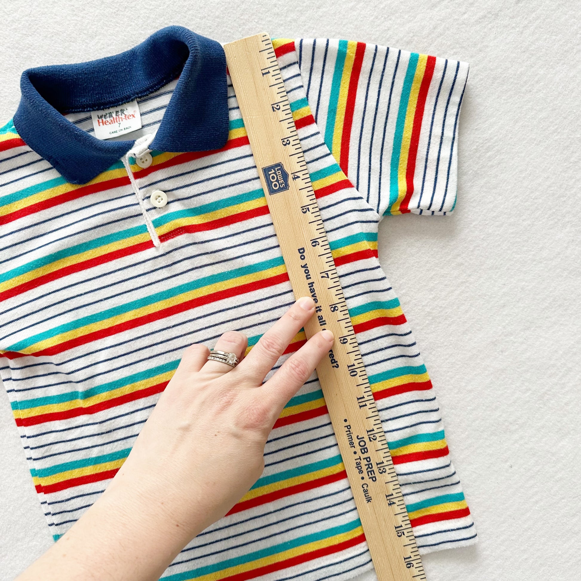 Healthtex Rainbow Stripe Polo - Yellow Clover Vintage Kids Clothes
