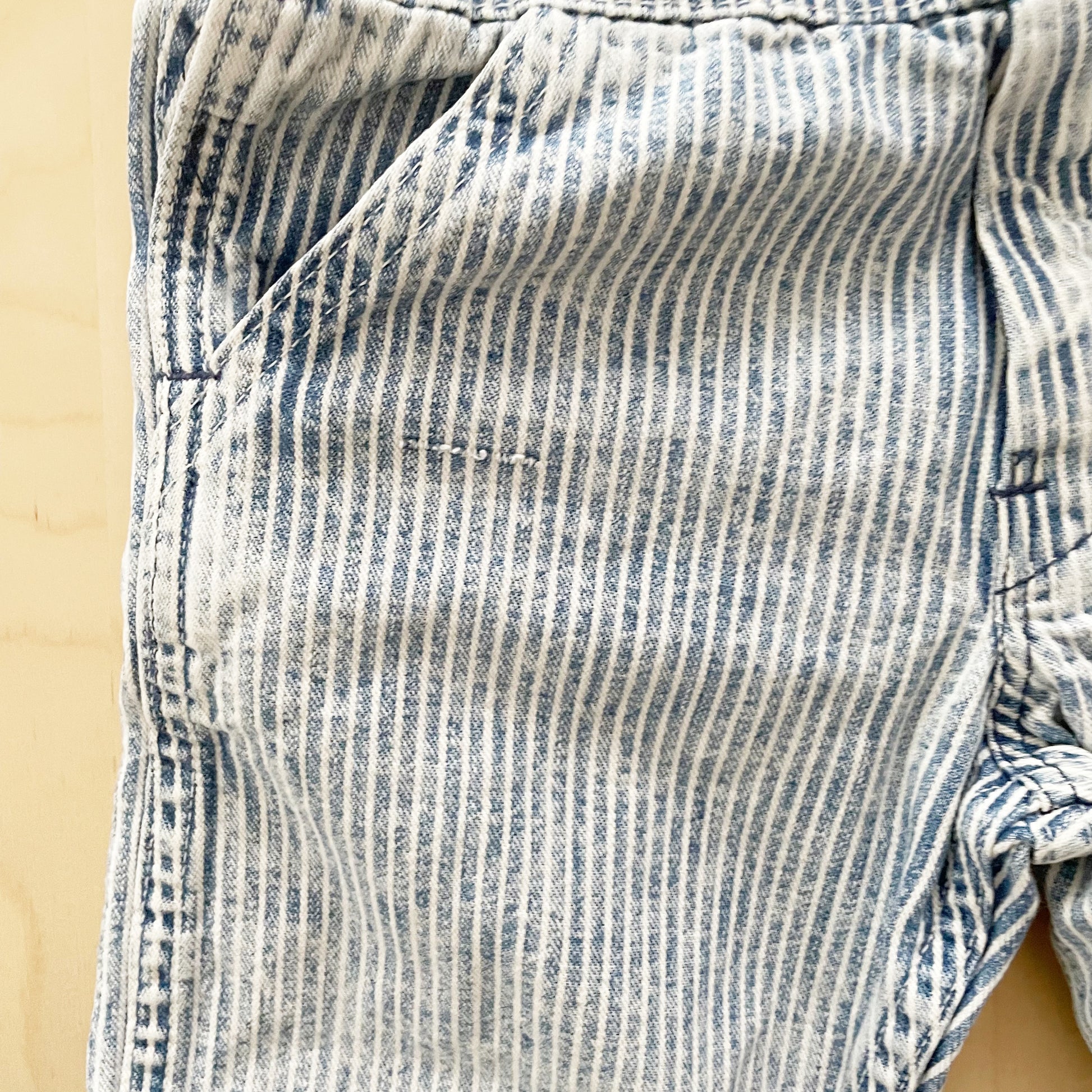 OshKosh Acid Wash Hickory Striped Overalls - Yellow Clover Vintage Kids Clothes