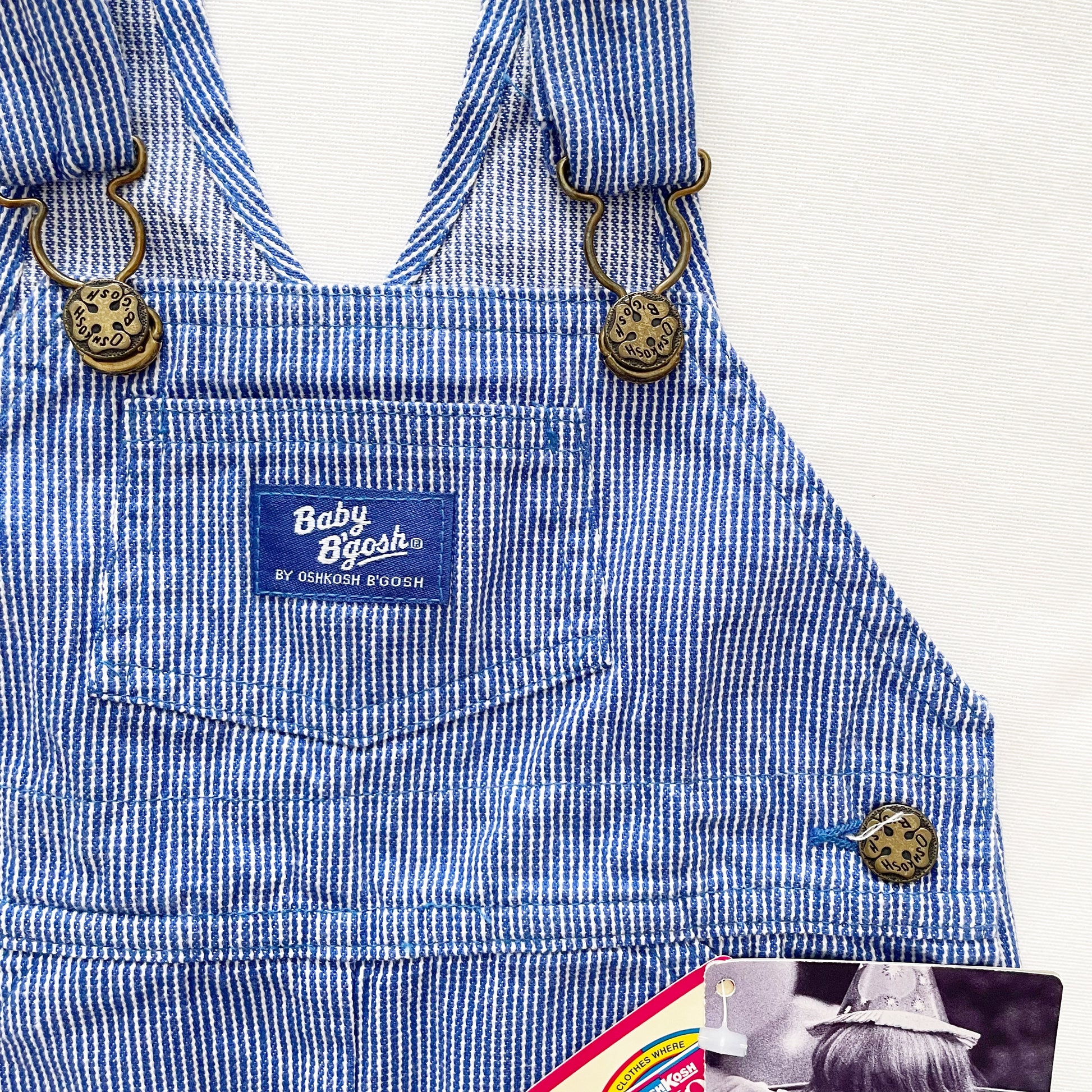 Baby B’gosh Blue Pinstripe Shortalls - Yellow Clover Vintage Kids Clothes