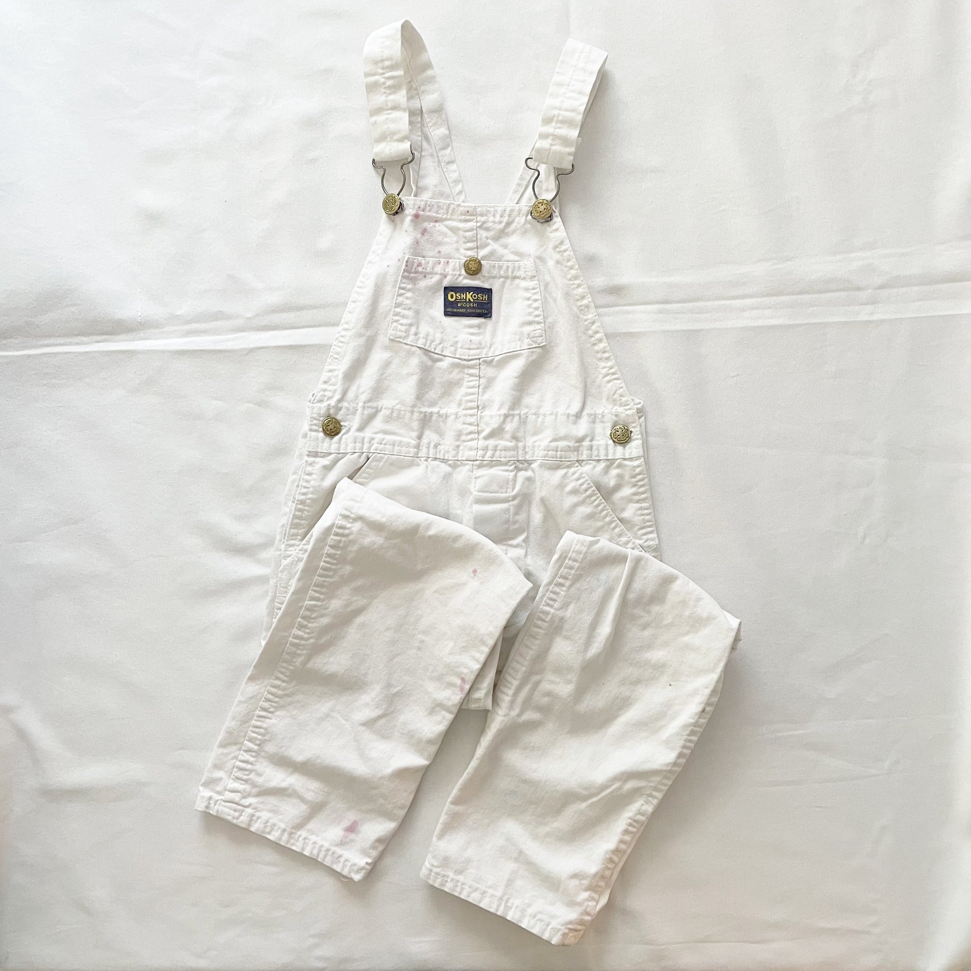 Vintage OshKosh Classic Cut White Overalls