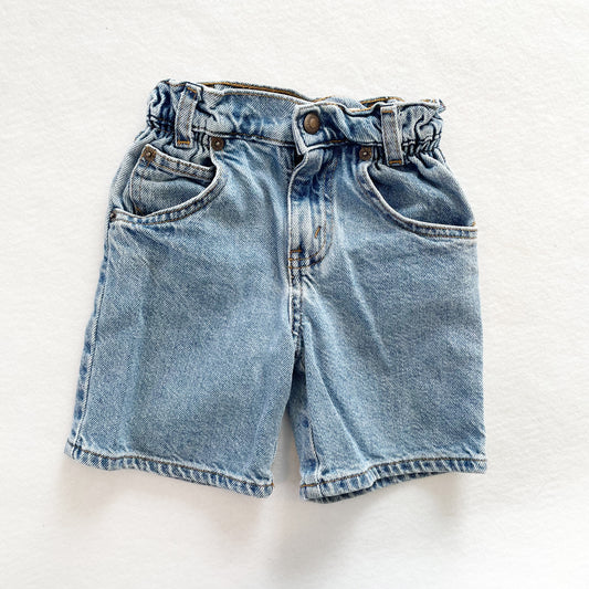 Levi’s Medium Light Wash Orange Tab Ruched Waist Shorts • 3T - Yellow Clover Vintage Kids Clothes