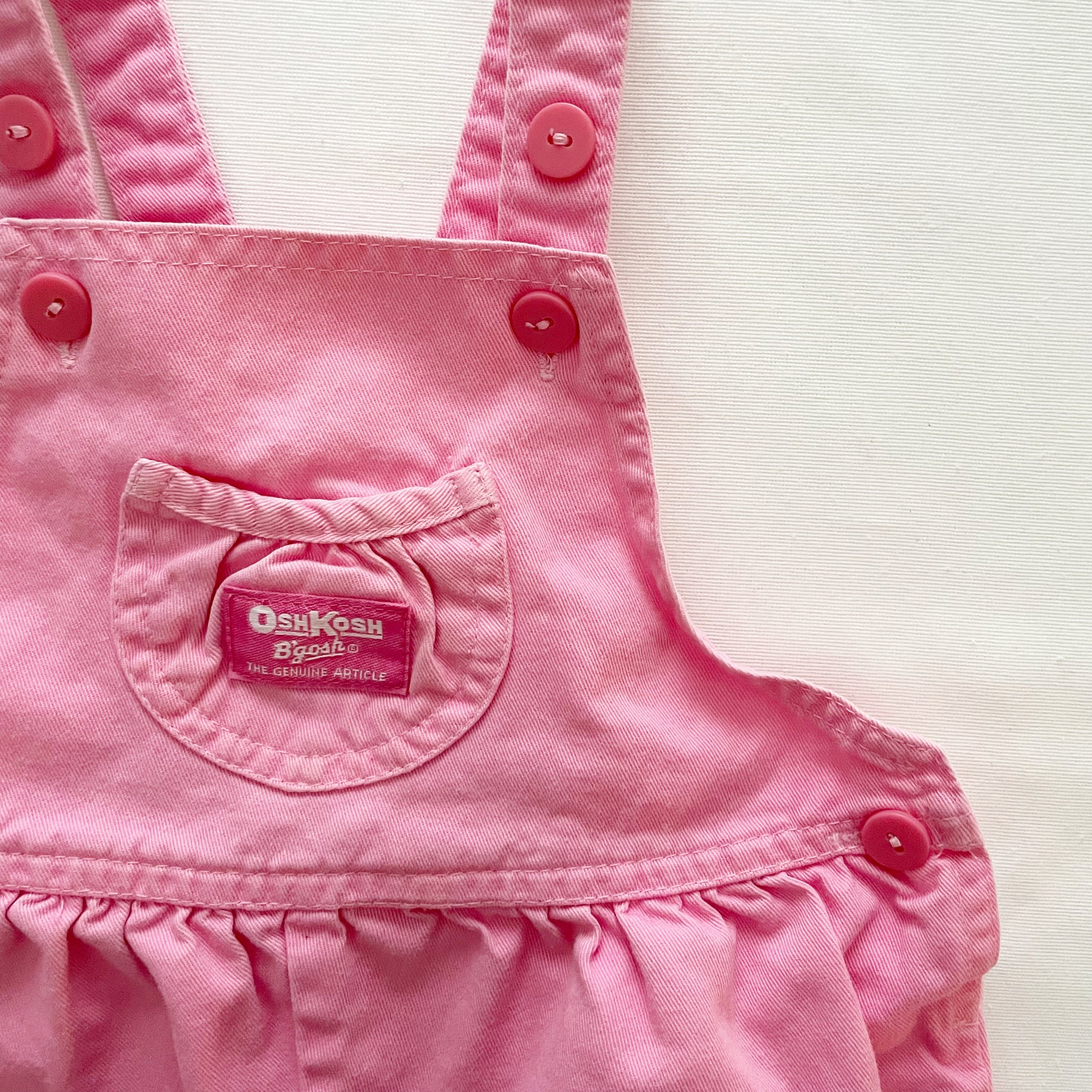 OshKosh Bubblegum Pink Shortalls - Yellow Clover Vintage Kids Clothes