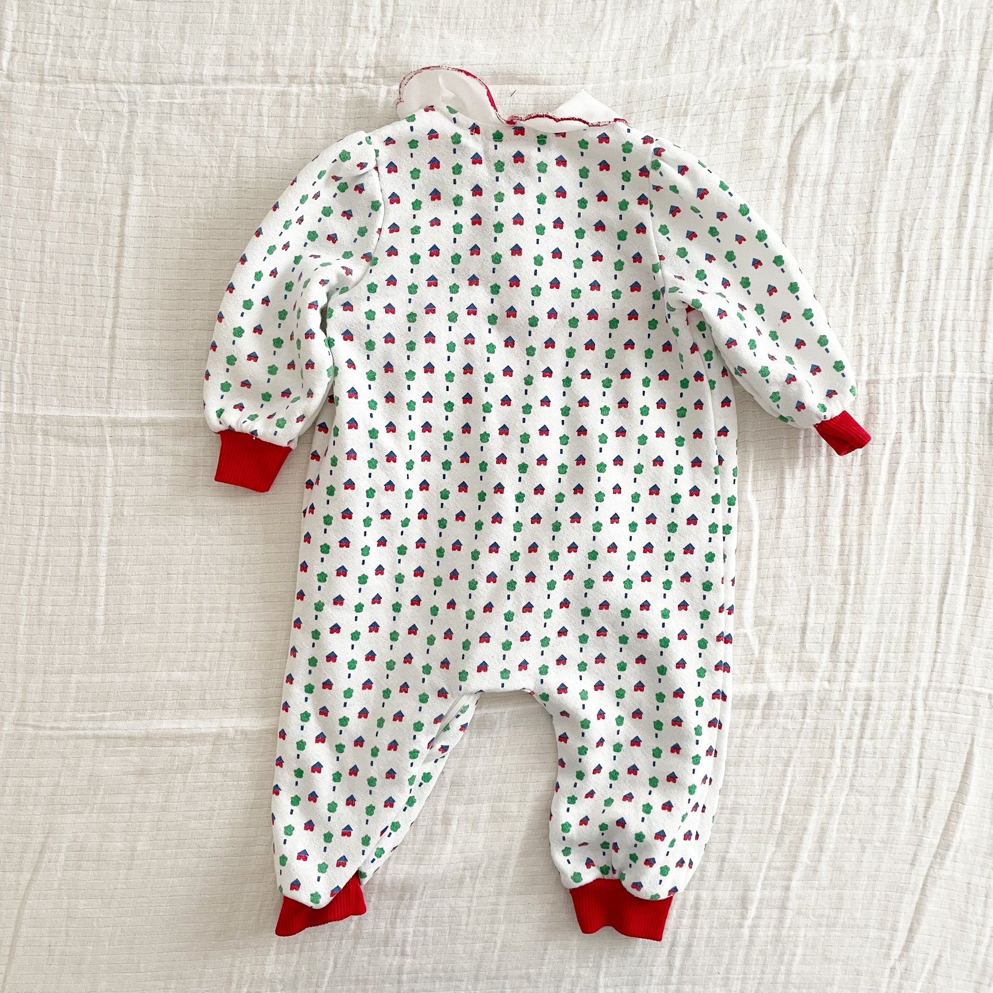 OshKosh Houses Print Sweatshirt Romper - Yellow Clover Vintage Kids Clothes