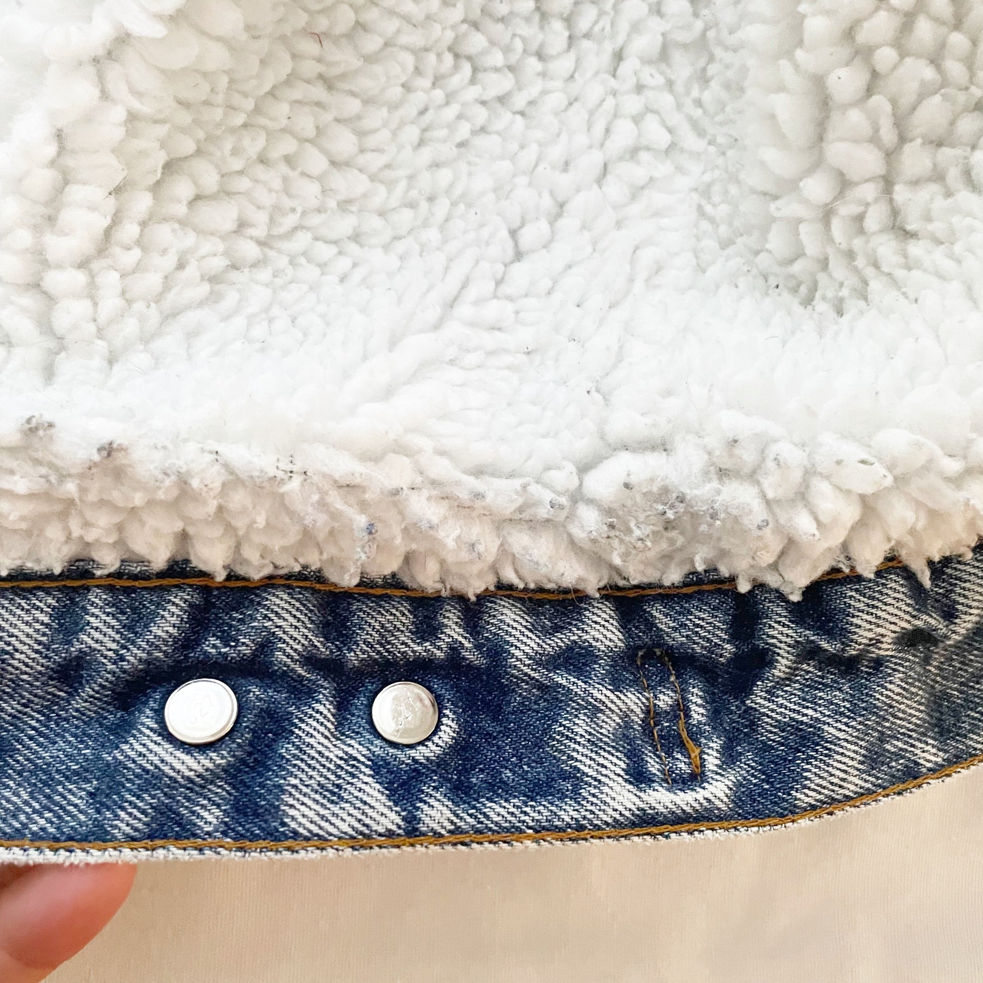 Adult Levi’s Sherpa Acid Wash Trucker Jacket - Yellow Clover Vintage Kids Clothes