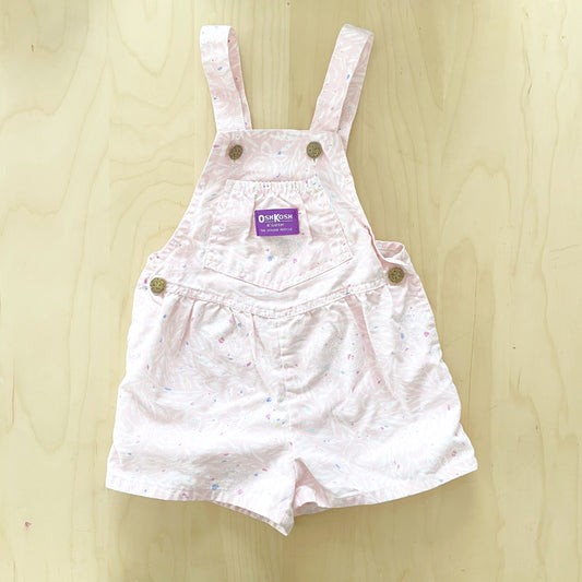 OshKosh Floral Medallion Print Sample Shortalls - Yellow Clover Vintage Kids Clothes