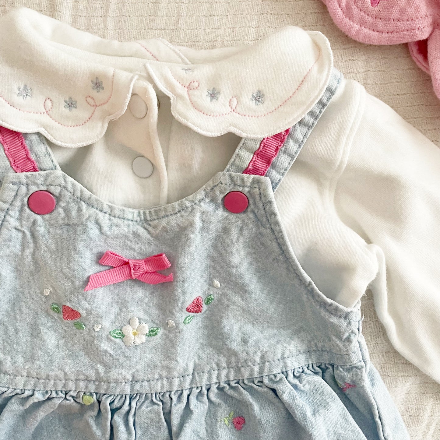 Baby B’gosh Light Wash Embroidered Overalls Set