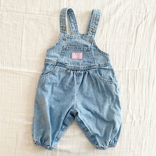 Baby B’gosh Light Wash Denim Bubble Overalls - Yellow Clover Vintage Kids Clothes