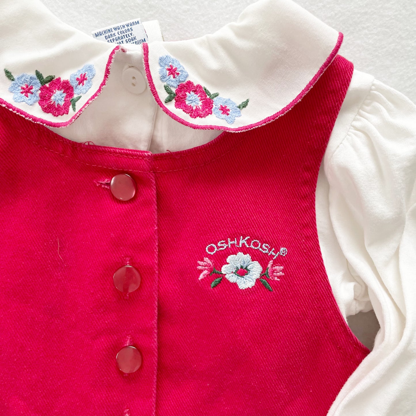 OshKosh Flower Embroidered Dress Set - Yellow Clover Vintage Kids Clothes