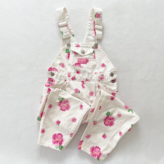 OshKosh Hibiscus Floral Overalls - Yellow Clover Vintage Kids Clothes