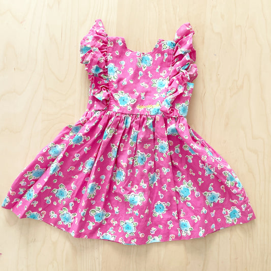 OshKosh Pink Floral Ruffle Dress - Yellow Clover Vintage Kids Clothes