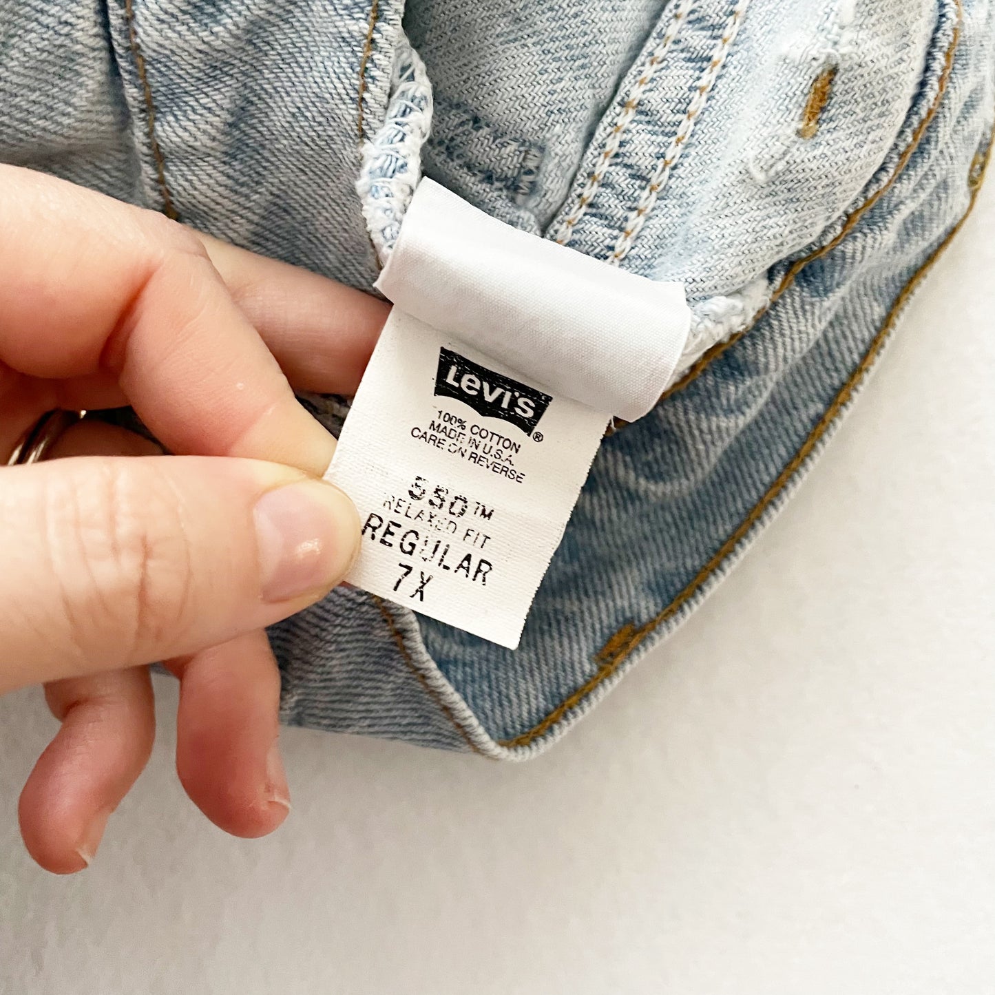 Levi’s Light Wash White Tab Shorts - Yellow Clover Vintage Kids Clothes