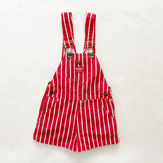 OshKosh Red Stripe Shortalls - Yellow Clover Vintage Kids Clothes