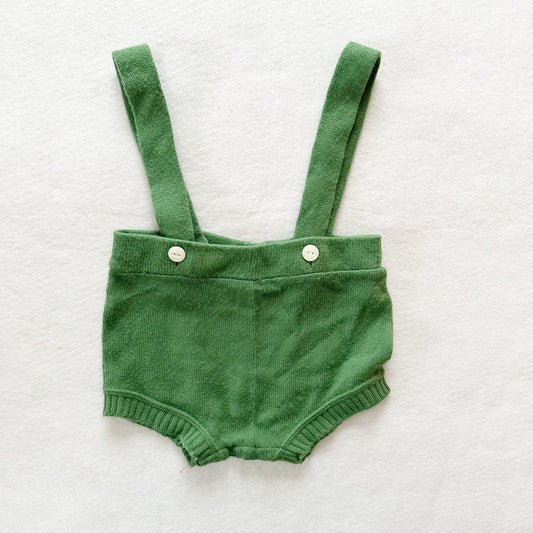 Sweater Knit Suspender Shorts - Yellow Clover Vintage Kids Clothes