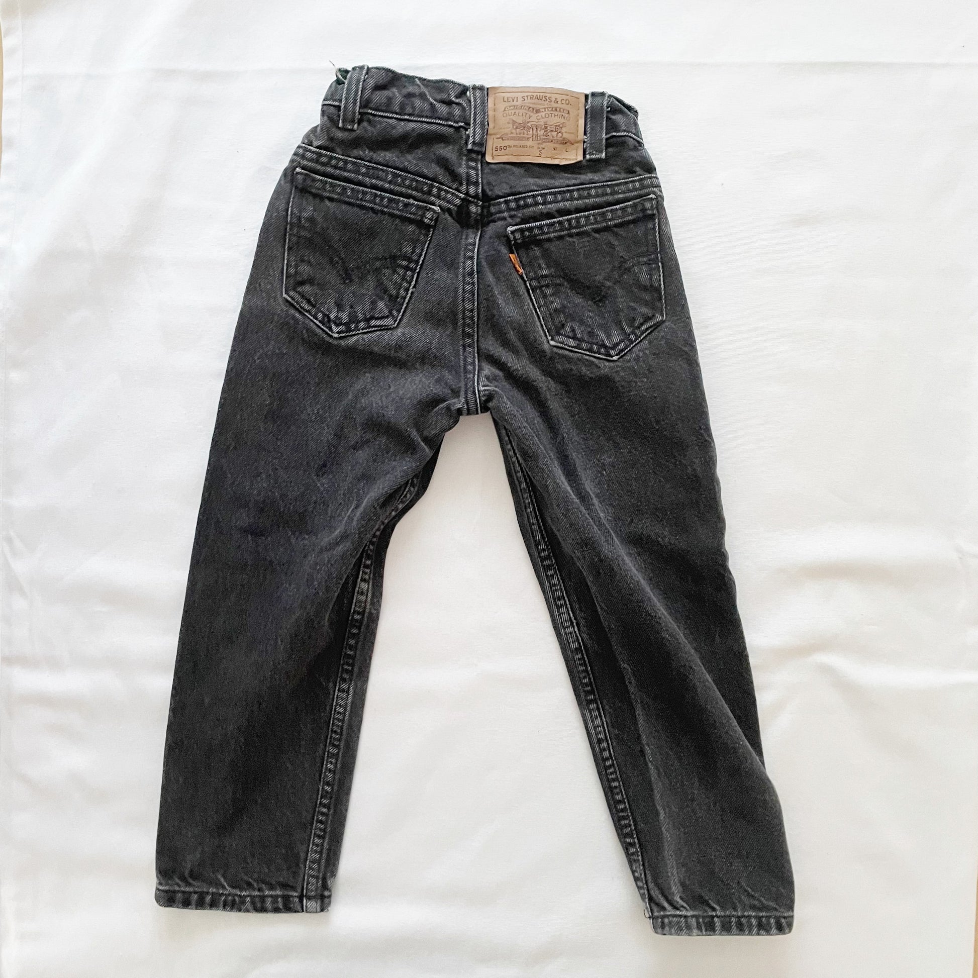 Levi’s 550 Relaxed Fit Orange Tab Black Jeans - Yellow Clover Vintage Kids Clothes