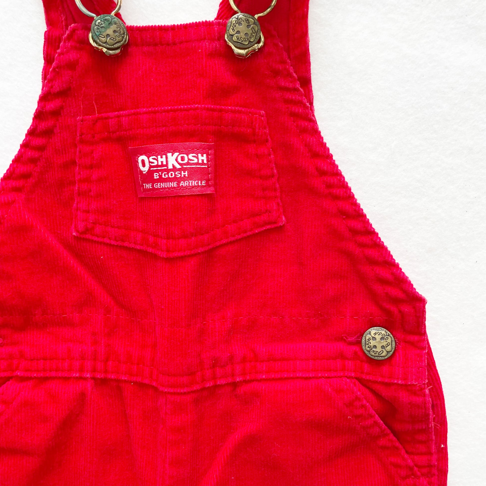 OshKosh Red Cord Overalls - Yellow Clover Vintage Kids Clothes