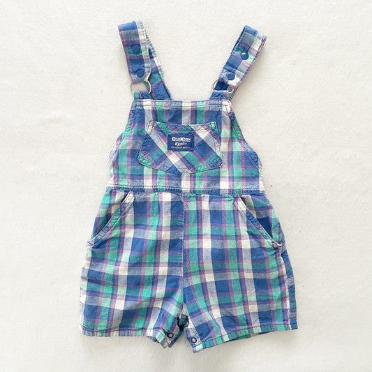 OshKosh Plaid Shortalls - Yellow Clover Vintage Kids Clothes