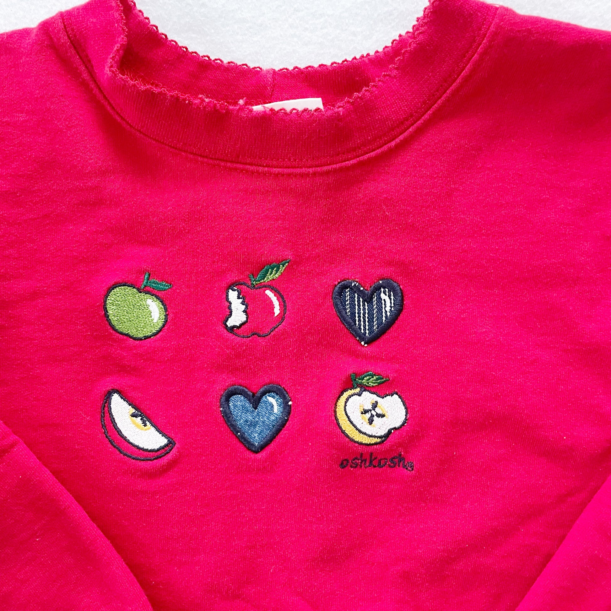 OshKosh Apples and Hearts Sweatshirt - Yellow Clover Vintage Kids Clothes