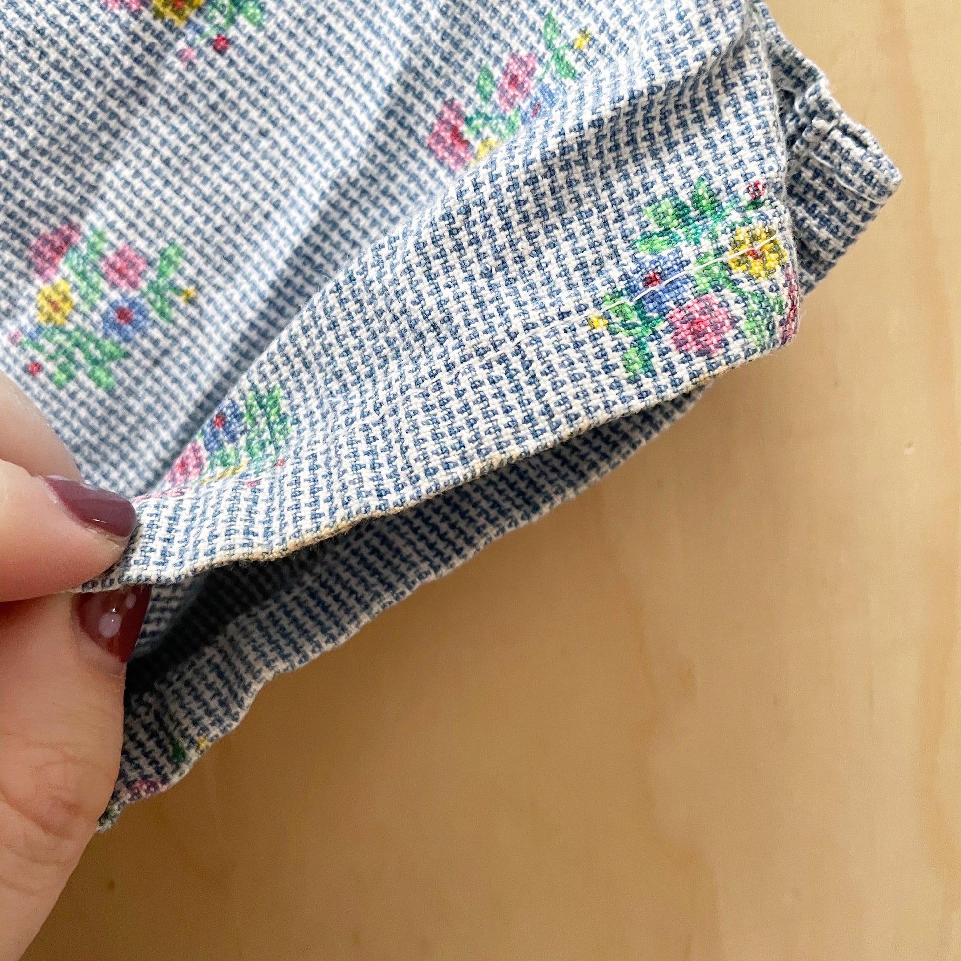 Vintage OshKosh Floral Houndstooth Overalls - Yellow Clover Vintage Kids Clothes