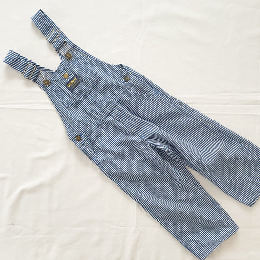 OshKosh Blue Hickory Stripe Overalls - Yellow Clover Vintage Kids Clothes