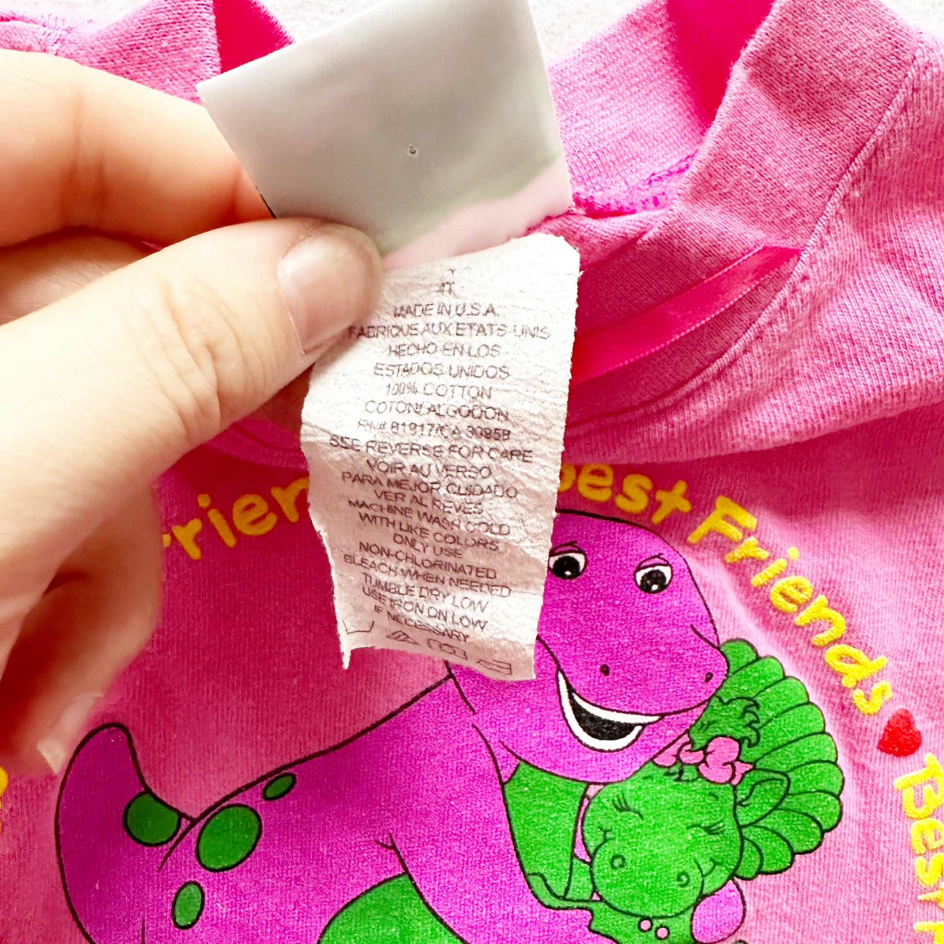 Vintage Barney and Baby Bop Tee: 3T - Yellow Clover Vintage Kids Clothes
