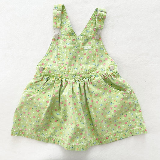 OshKosh Green Floral Skirtall - Yellow Clover Vintage Kids Clothes