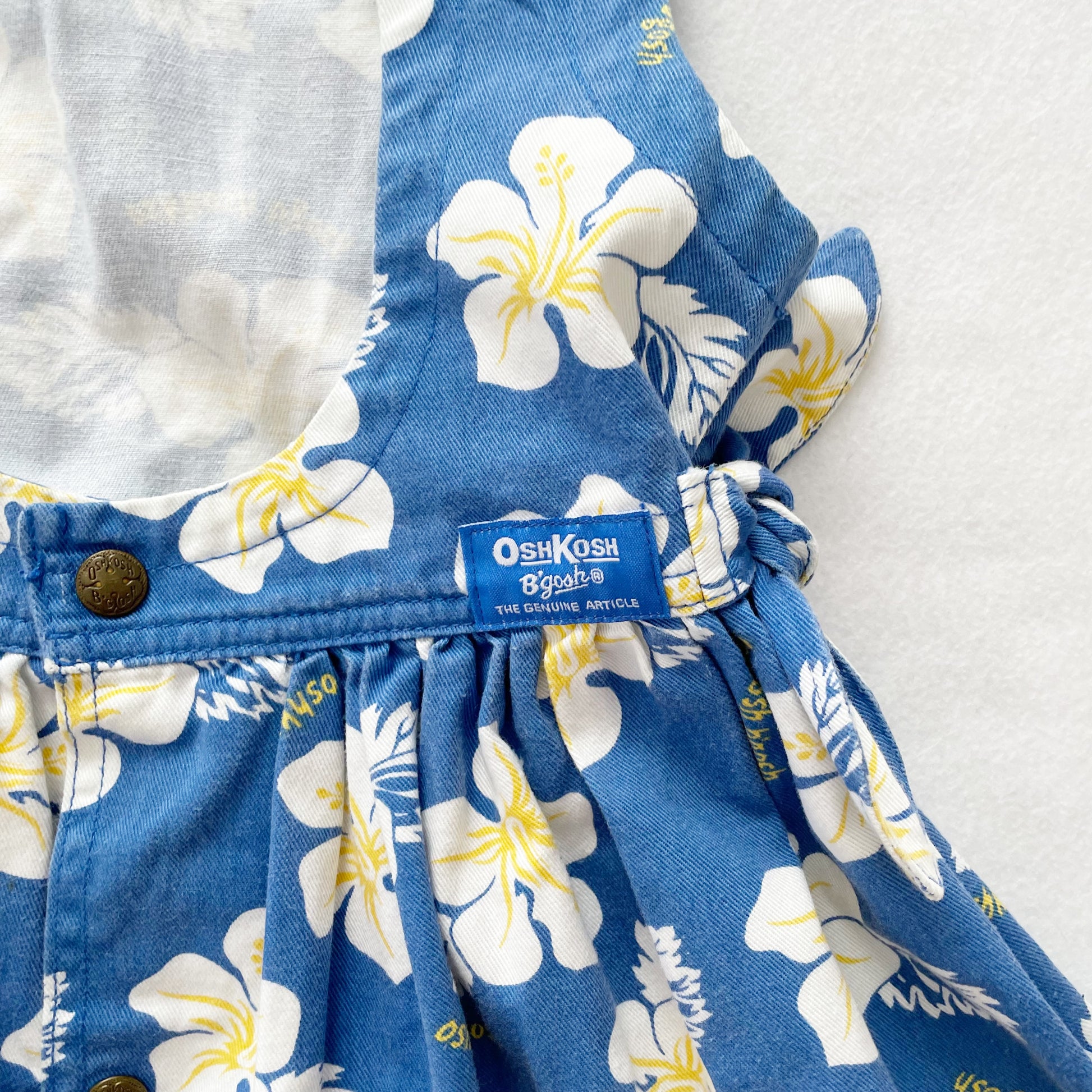 OshKosh Tropical Floral Side Tie Dress - Yellow Clover Vintage Kids Clothes