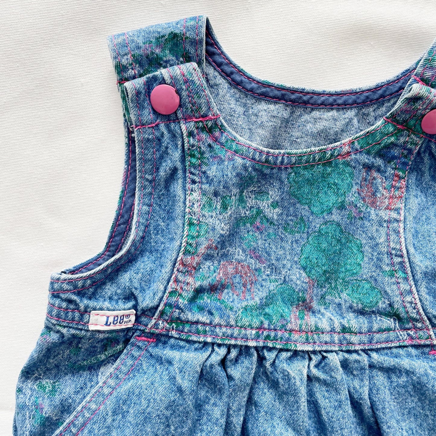 Lee Zoo Print Denim Pinafore Dress • 2T