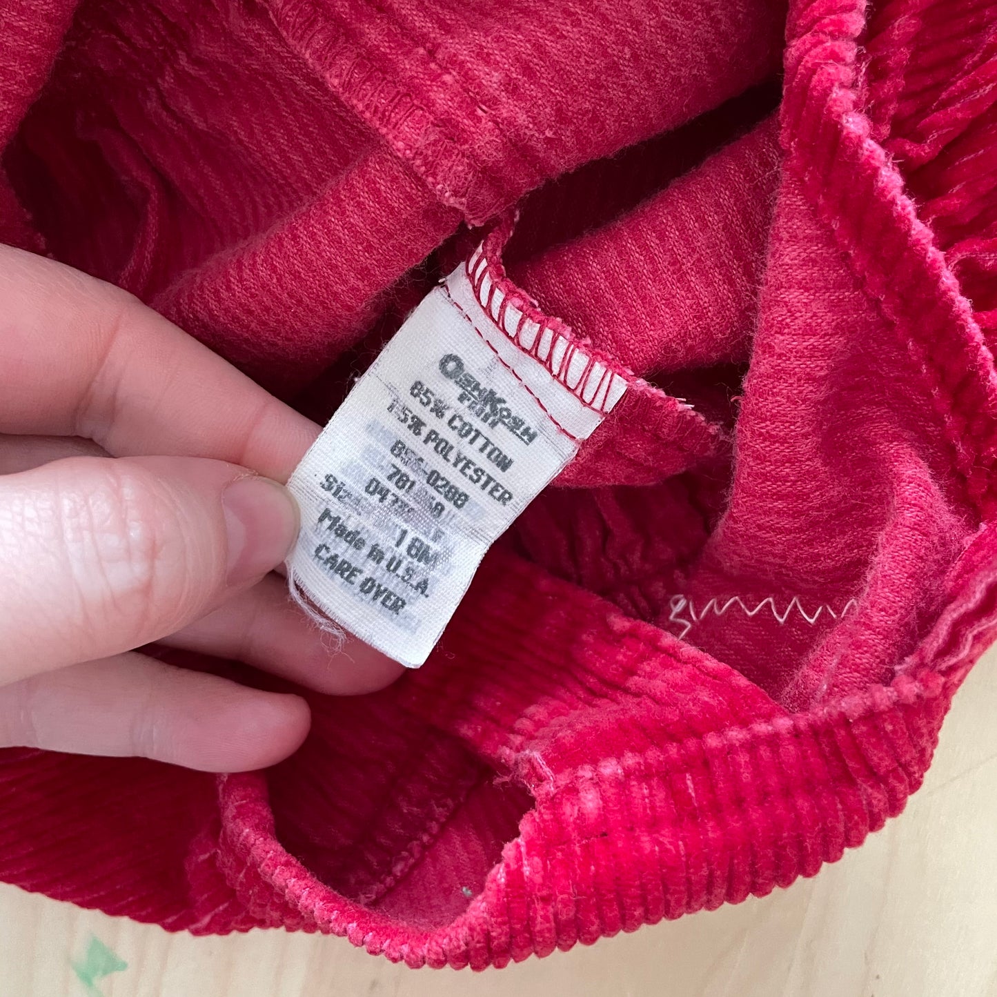 Vintage Baby B’gosh Cranberry Cord Bubble Overalls
