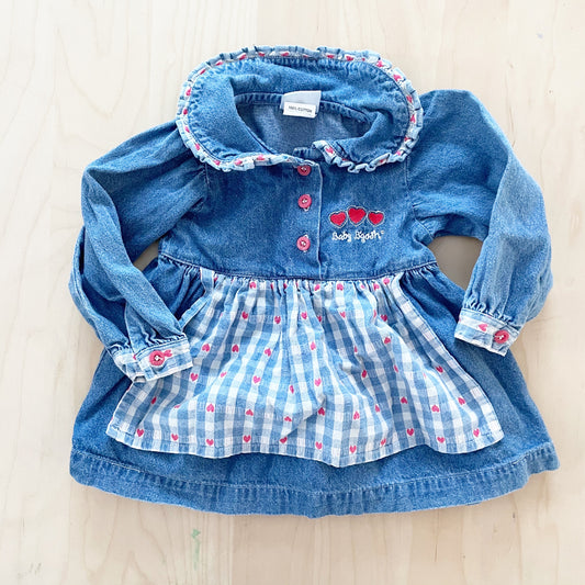 Vintage Baby B’gosh Gingham Heart Apron Dress