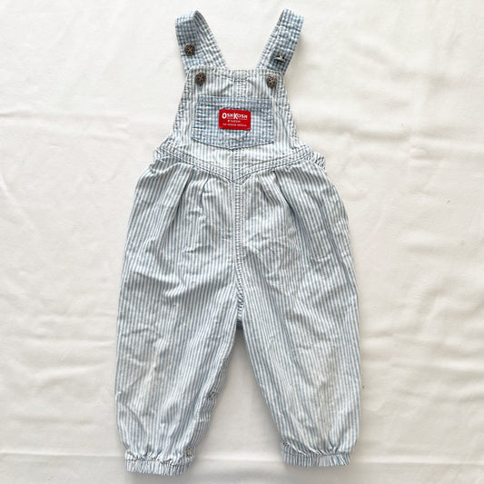 OshKosh Light Blue Striped Gingham Bubble Overalls