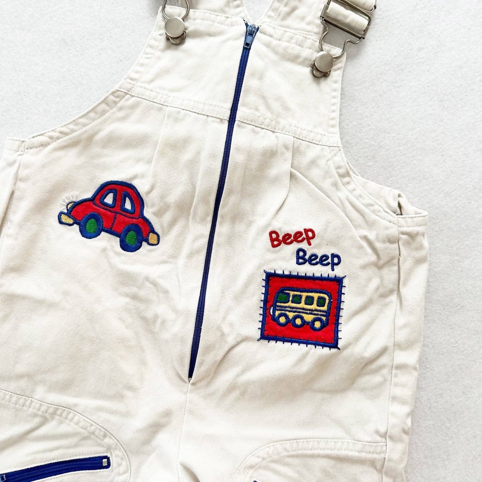 Buster Brown Vehicles Overalls Romper - Yellow Clover Vintage Kids Clothes