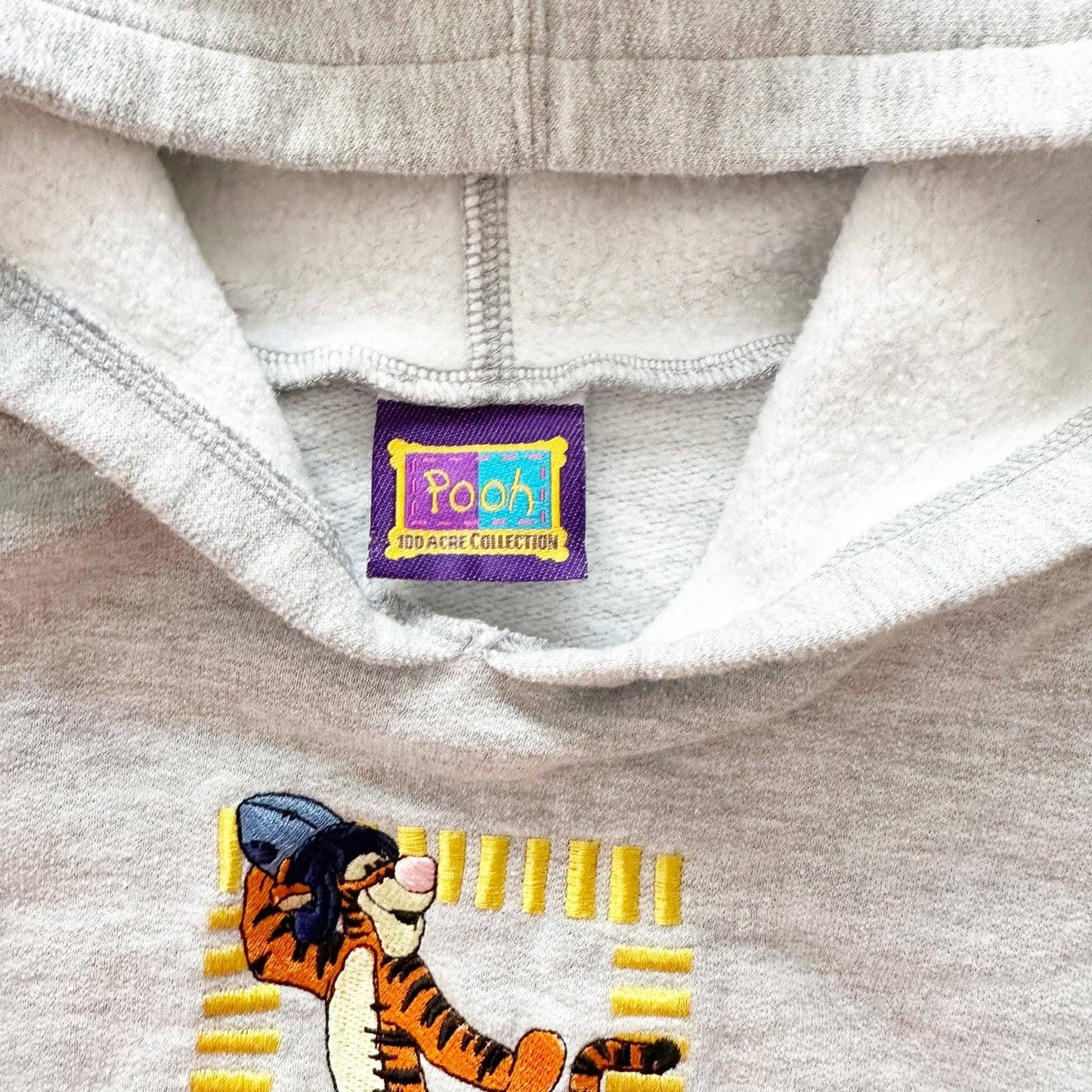 Tigger Football Embroidered Hooded Sweatshirt - Yellow Clover Vintage Kids Clothes