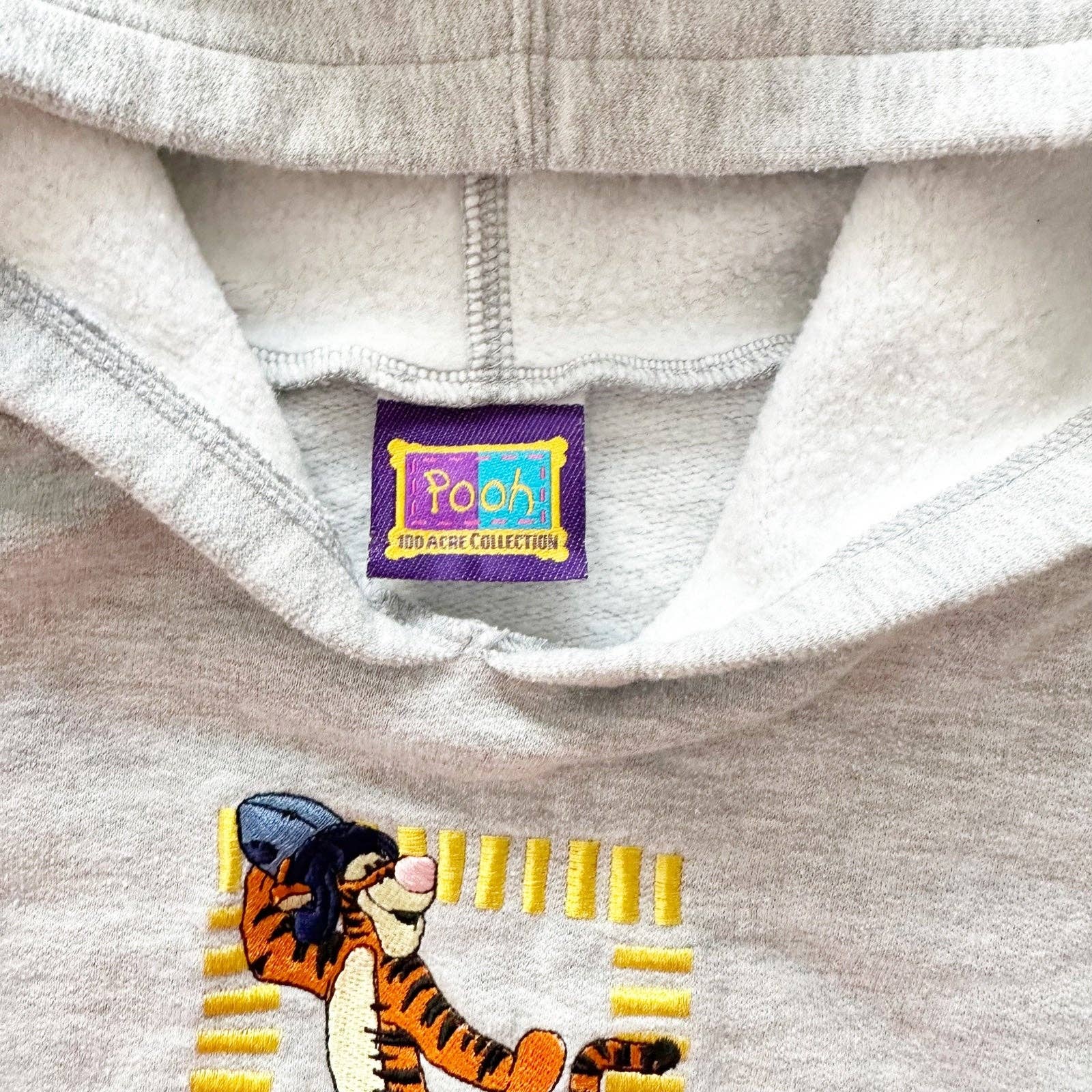 Tigger Football Embroidered Hooded Sweatshirt - Yellow Clover Vintage Kids Clothes