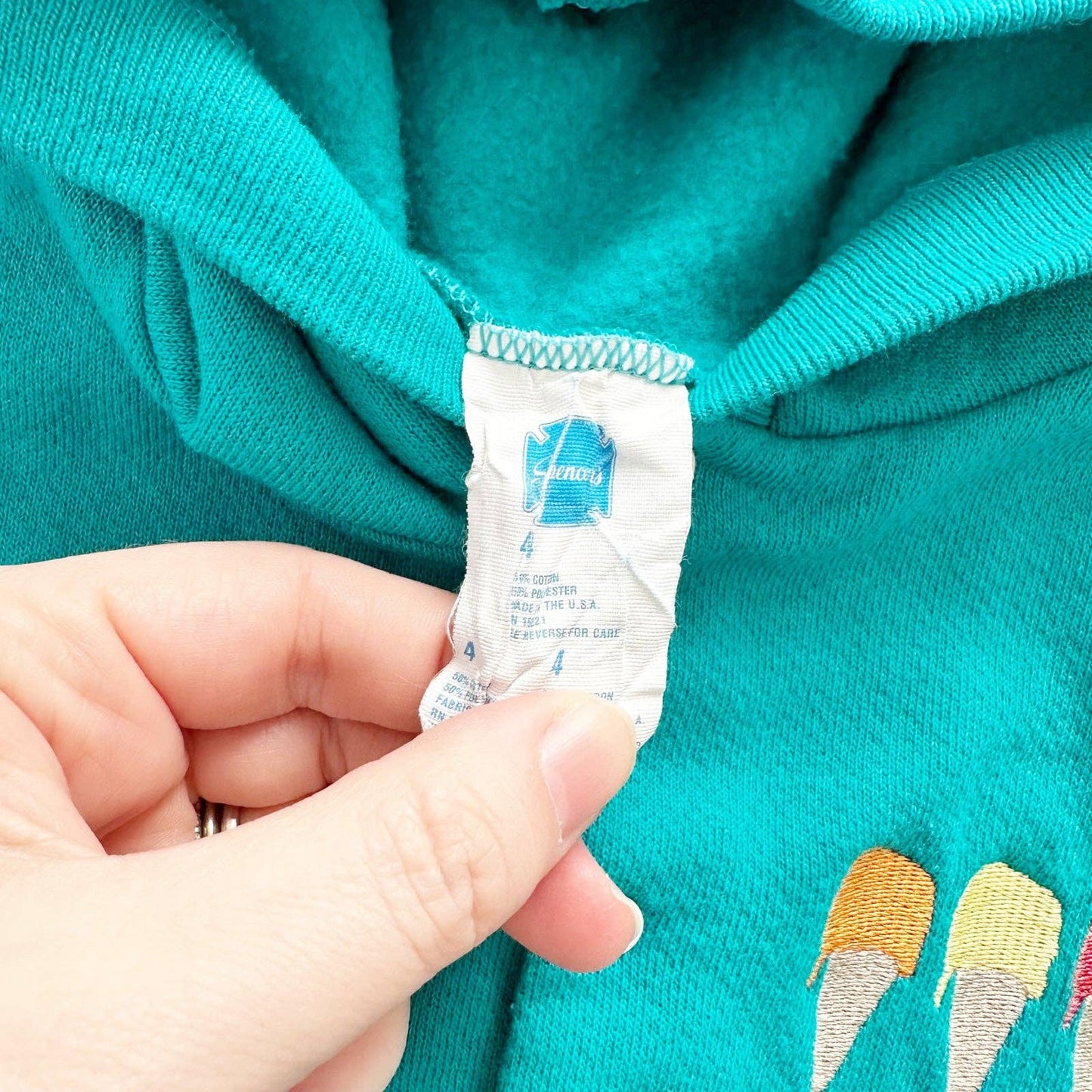 Block Island Ice Cream Embroidered Sweatshirt - Yellow Clover Vintage Kids Clothes