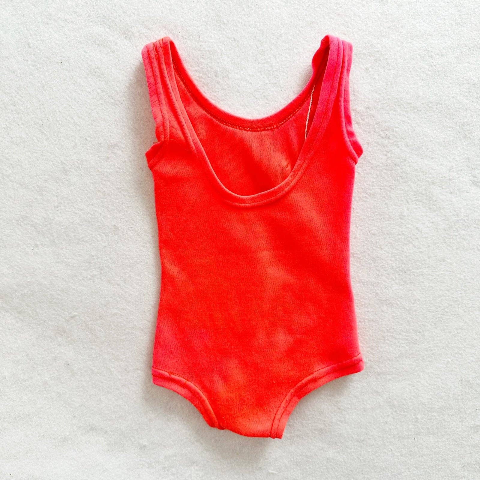 Vintage 70s Bright Pink Orange Swimsuit: 2T - Yellow Clover Vintage Kids Clothes