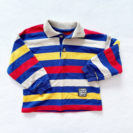 Buster Brown Rugby Stripe Primary Colors Shirt - Yellow Clover Vintage Kids Clothes