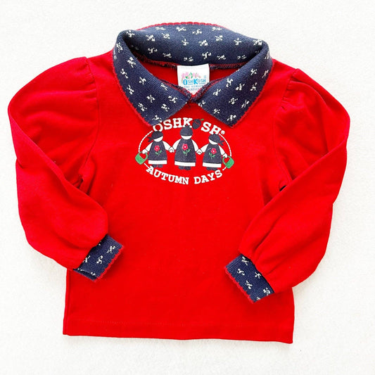OshKosh Autumn Days Girls Shirt - Yellow Clover Vintage Kids Clothes