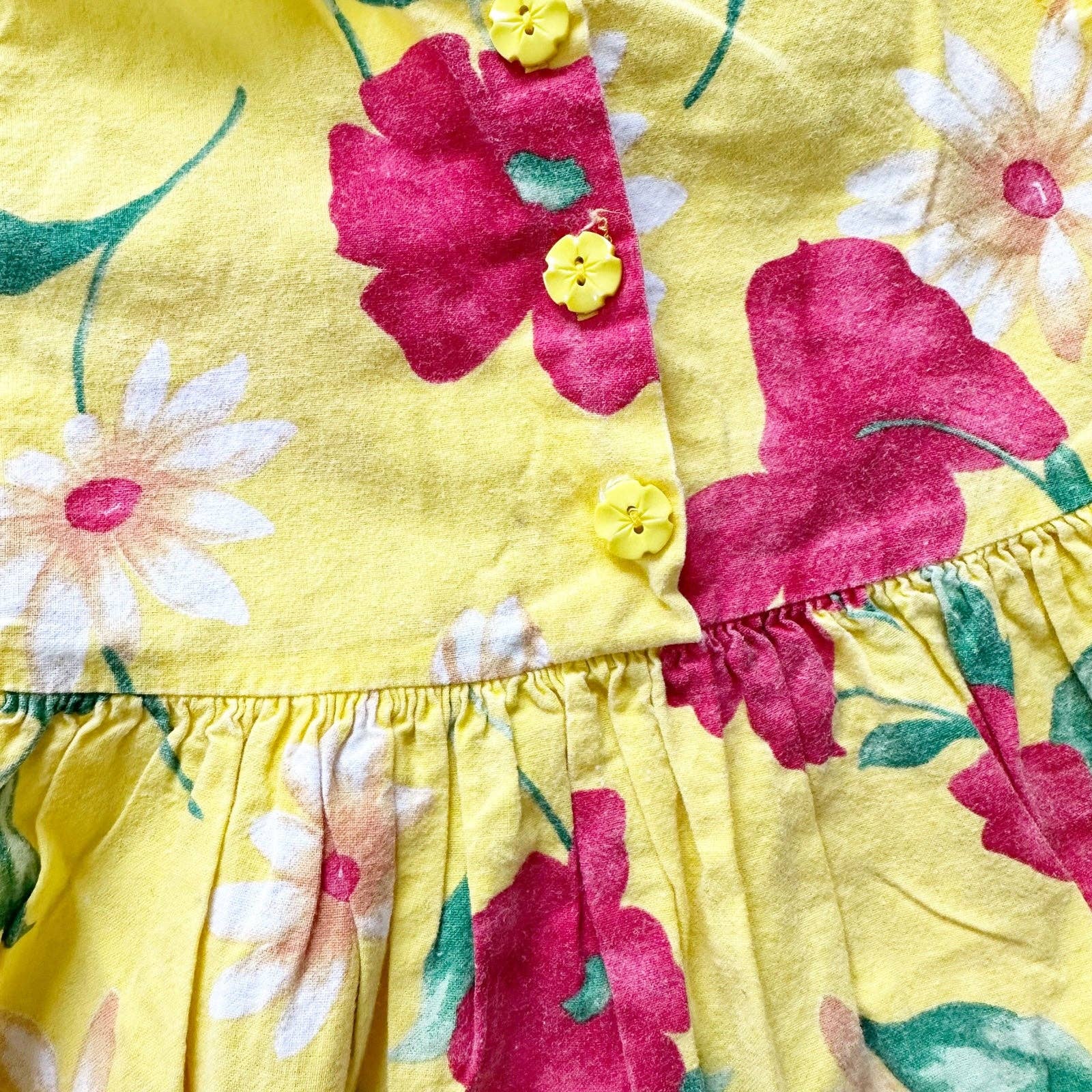 SWAT Poppy + Daisy Flower Dress - Yellow Clover Vintage Kids Clothes