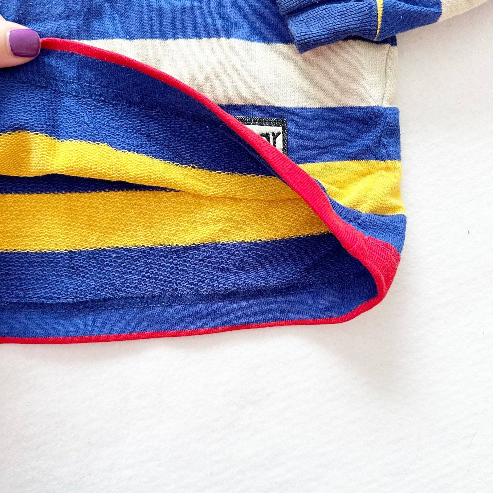 Buster Brown Rugby Stripe Primary Colors Shirt - Yellow Clover Vintage Kids Clothes