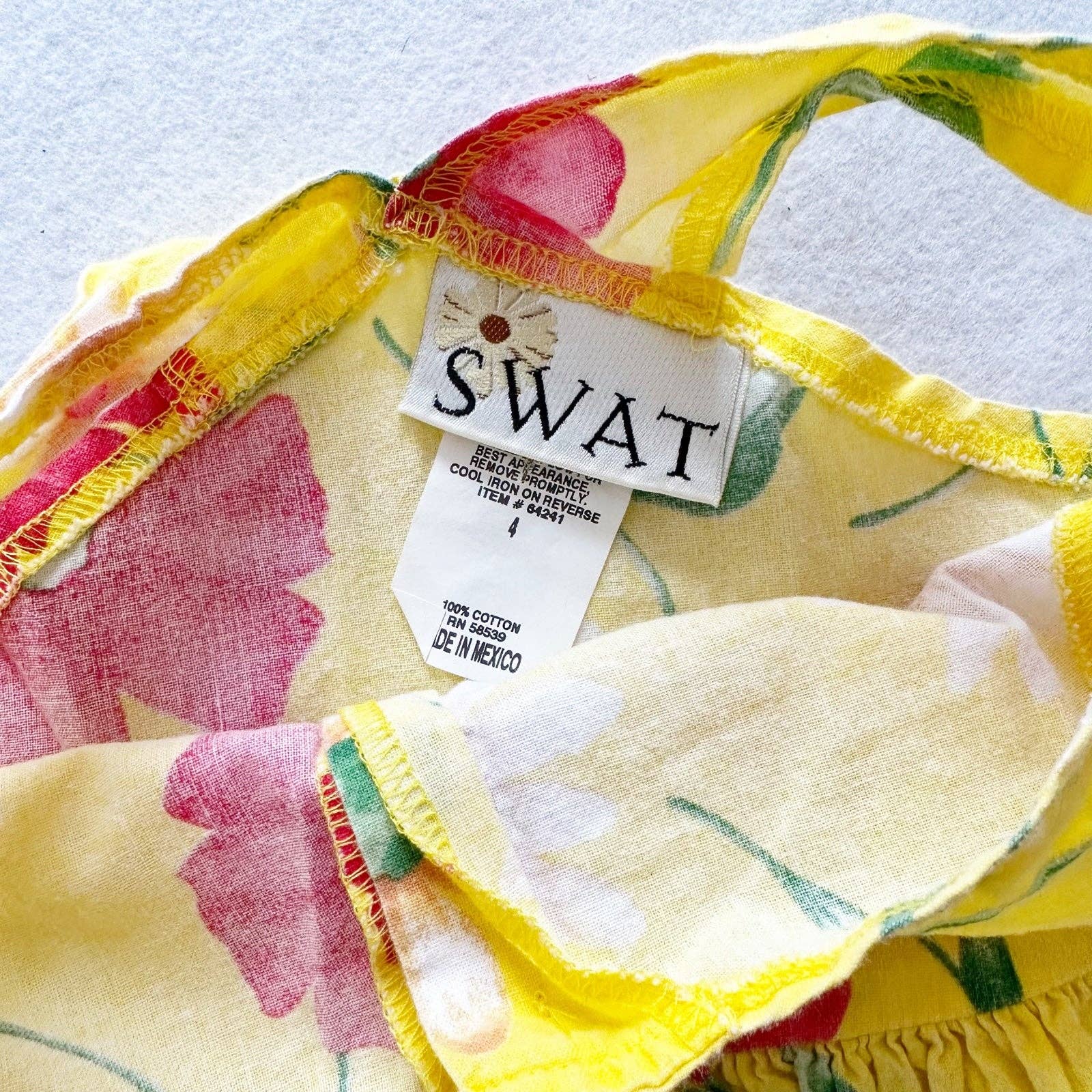 SWAT Poppy + Daisy Flower Dress - Yellow Clover Vintage Kids Clothes