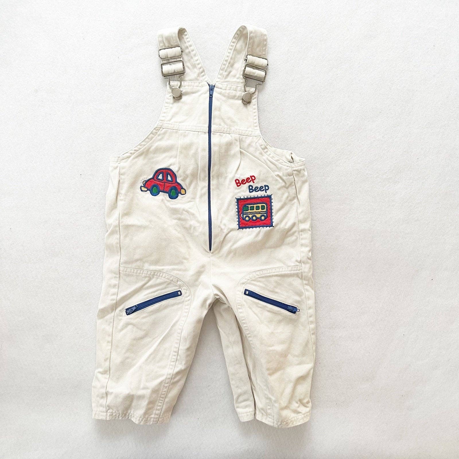 Buster Brown Vehicles Overalls Romper - Yellow Clover Vintage Kids Clothes