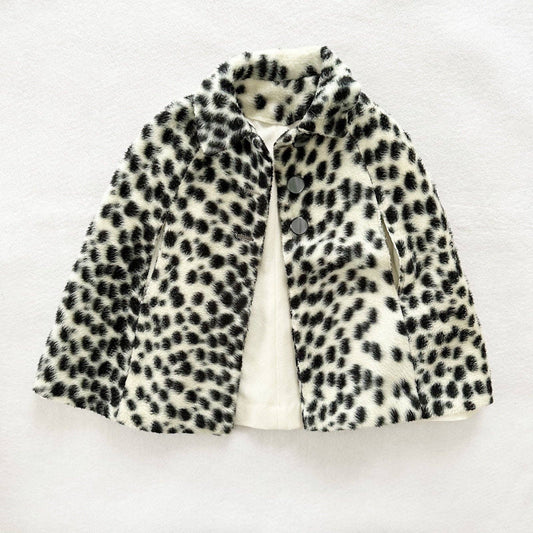 Faux Fur Fleece Cape Coat - Yellow Clover Vintage Kids Clothes