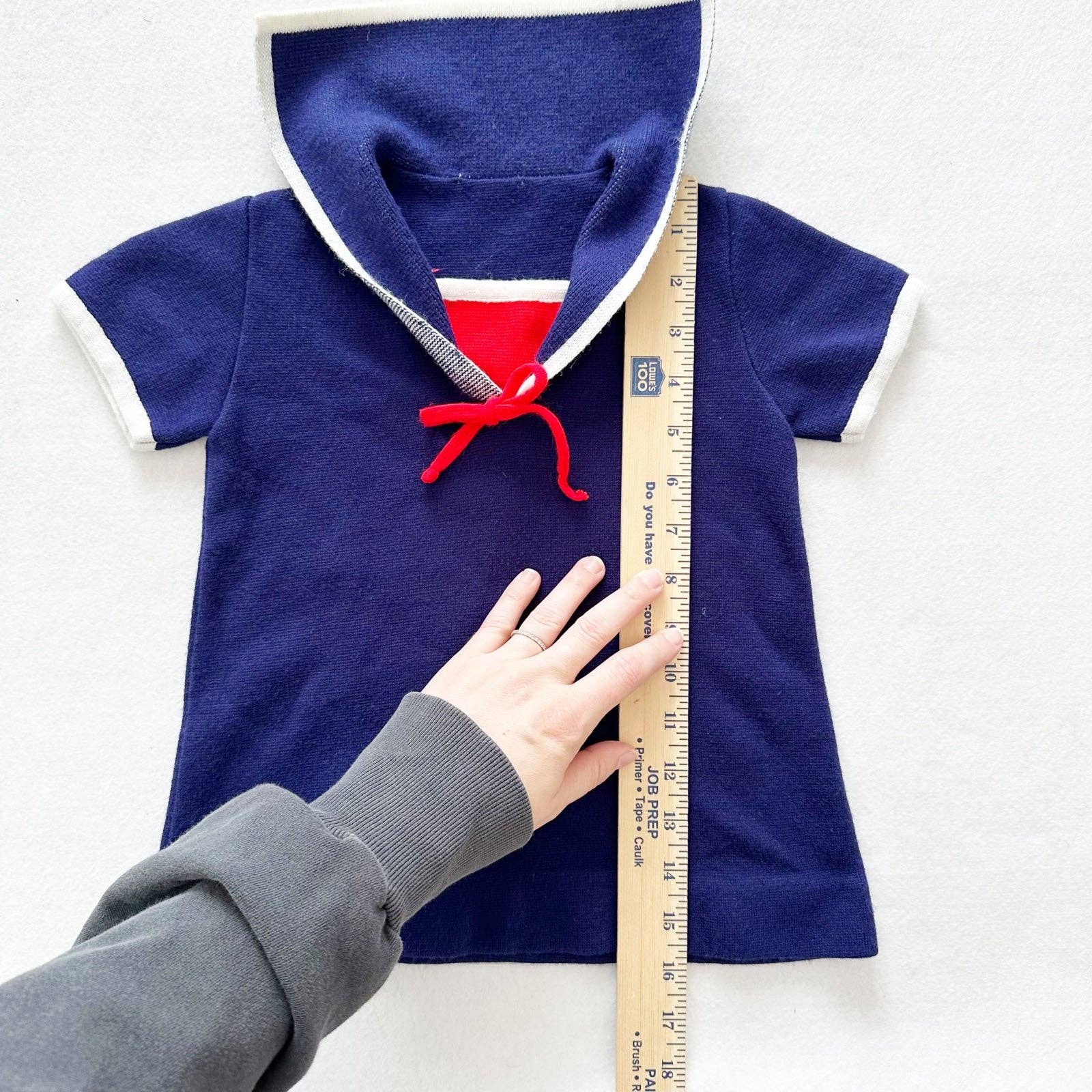 Vintage Sweater Knit Sailor Short Sleeve Top: 4T - Yellow Clover Vintage Kids Clothes