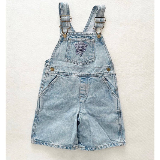 Vintage Guess Light Wash Patch Logo Overalls - Yellow Clover Vintage Kids Clothes