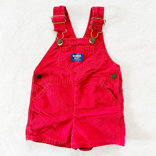 OshKosh Solid Red Shortall Overalls - Yellow Clover Vintage Kids Clothes