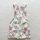 90s Floral Vacation Print Shortall Overalls - Yellow Clover Vintage Kids Clothes