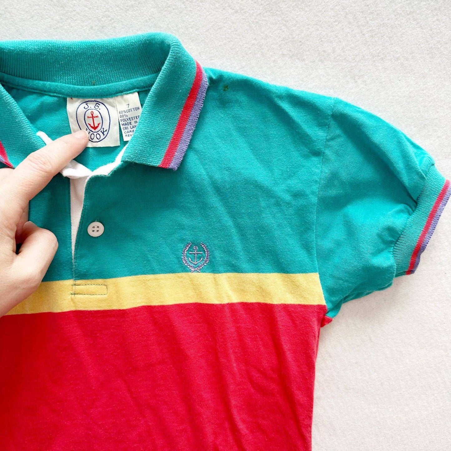 J.G. Hook Colorblock Boys Polo - Yellow Clover Vintage Kids Clothes