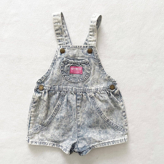 Vintage OshKosh Acid Wash Hickory Stripe Shortalls - Yellow Clover Vintage Kids Clothes