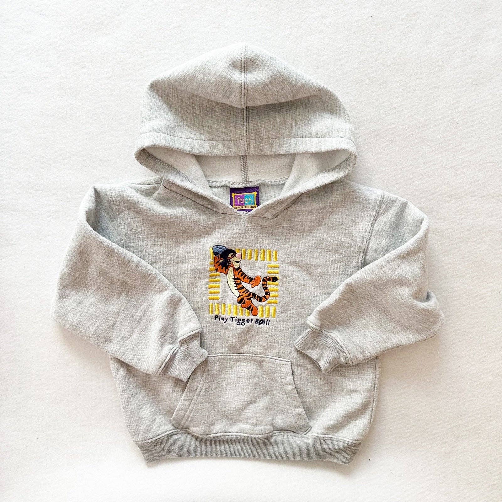 Tigger Football Embroidered Hooded Sweatshirt - Yellow Clover Vintage Kids Clothes