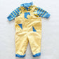 Vintage Healthtex Overalls Set With Striped Top: 9m - Yellow Clover Vintage Kids Clothes